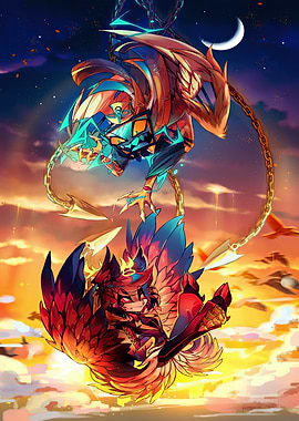 Winged Creatures in a Fantasy Sky