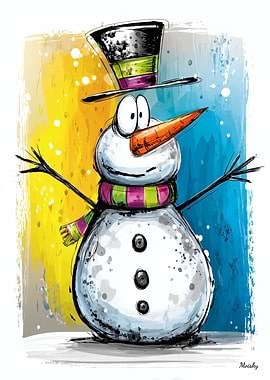 Magical Nursery Christmas Snowman Art