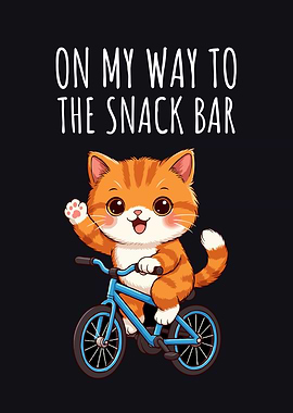 Cat on Bike to Snack Bar Funny Humor