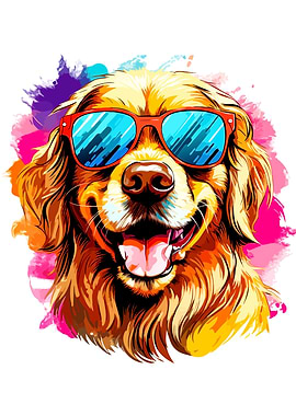 Cool Golden Retriever with Sunglasses