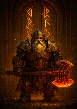 Dwarf Warrior with Lava Axe