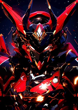 Red and Black Robotic Warrior