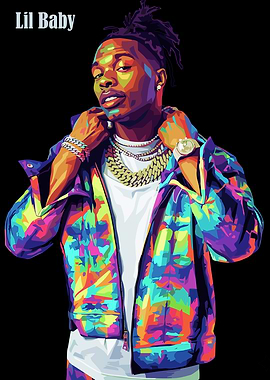 Lil Baby Colorful Portrait