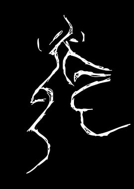 Abstract White Symbol on Black Background