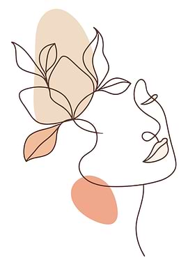 Minimalist Line Art Woman and Flower