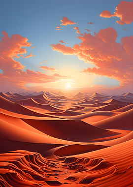 Desert landscape at sunrise
