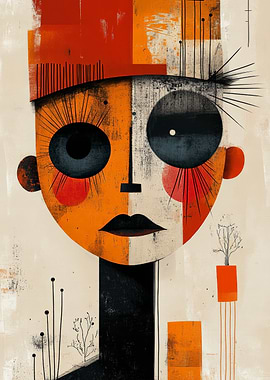 Abstract Portrait with Geometric Elements