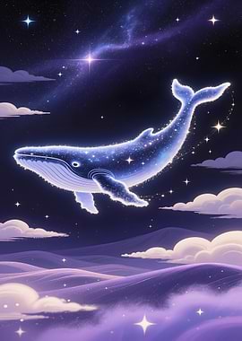 Celestial Whale in Starry Night