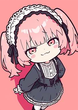 Cute Anime Girl in Maid Outfit