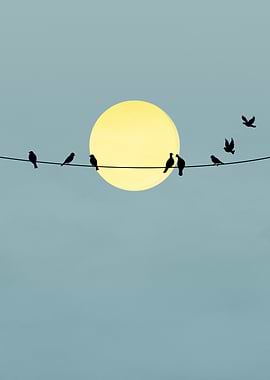 Birds on a Wire Silhouette