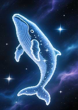 Celestial Whale in Starry Space