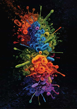 Colorful Abstract Splatter Painting on Black