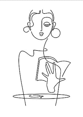 Minimalist Line Art: Woman Reading