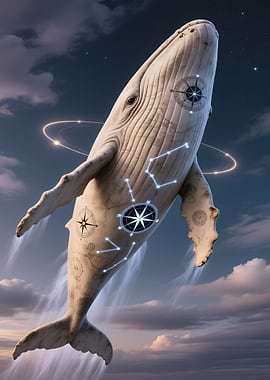 Celestial Whale in Cloudy Sky