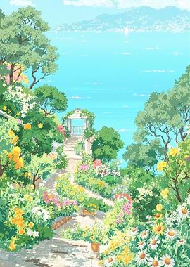 Floral Garden with Ocean View