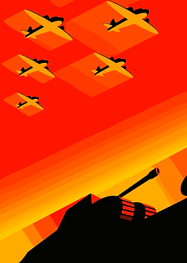 Military Aircraft and Tank Illustration