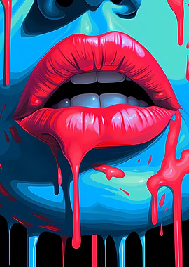 Pop Art Dripping Lips