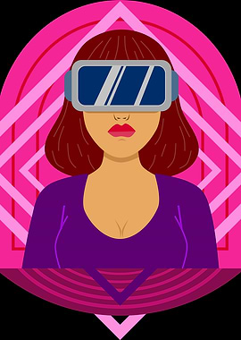 Woman with VR headset illustration