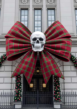 Festive Skull Bow Building Decoration