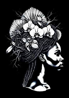 Woman with Floral Headdress Portrait