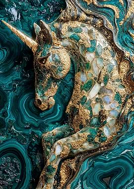 Kintsugi Emerald and Gold Unicorn