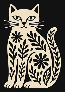 Floral Cat Illustration