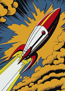 Retro Rocket Launching into Space