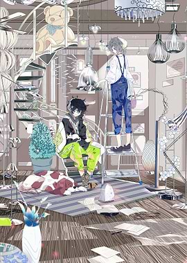 Anime Room Scene with Two Characters