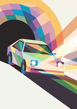 Geometric Car Tunnel Rainbow