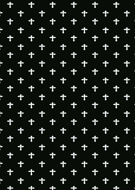 White Crosses on Black Background Pattern