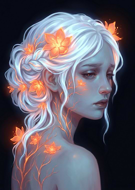 Glowing Floral Woman Portrait