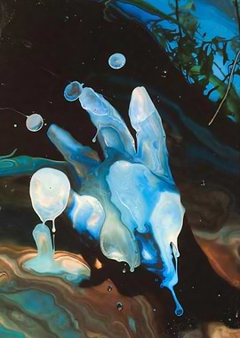 Abstract Hand in Blue and Brown