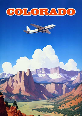 Colorado Travel Poster with Airplane