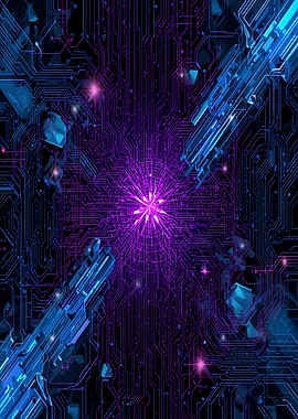 Abstract Circuit Board with Geometric Shapes