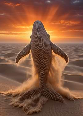 Whale in the Desert at Sunset