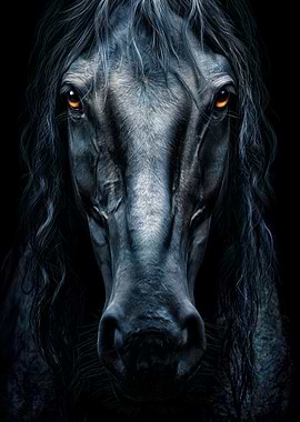Dramatic Black Horse Portrait