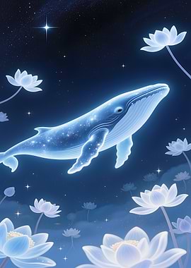 Celestial Whale and Lotus Dreamscape