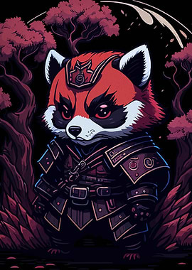 Red Panda Samurai in Forest