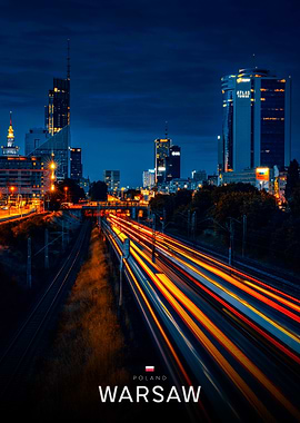 Warsaw Poland Night Cityscape