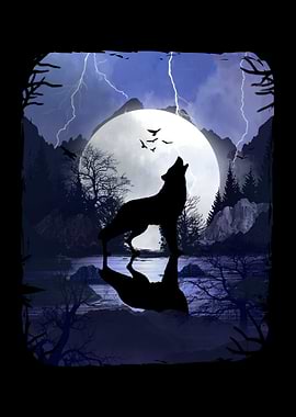 Wolf Howling at the Moon