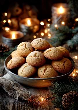 Bowl of Christmas Cookies with Lights