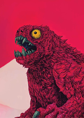 Furry Red Monster with Yellow Eye