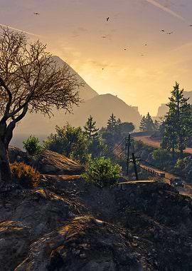 Mountain Road at Sunset