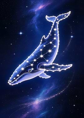 Celestial Whale in Starry Space