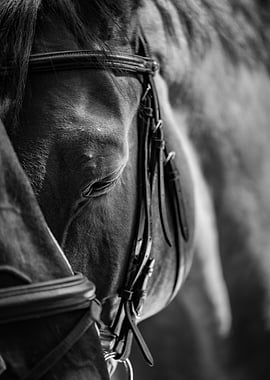 Horse Portrait in Black and White - Trust
