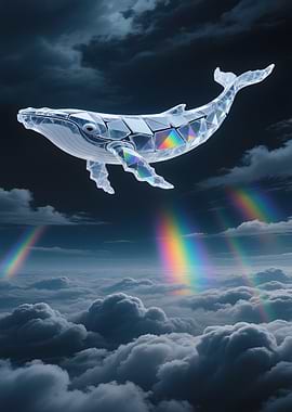 Crystal Whale in Cloudy Sky