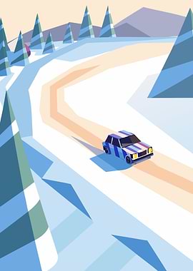 Car on Snowy Mountain Road