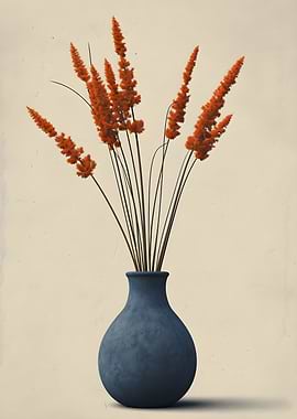Floral arrangement in blue vase