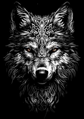 Wolf Head with Celtic Ornament