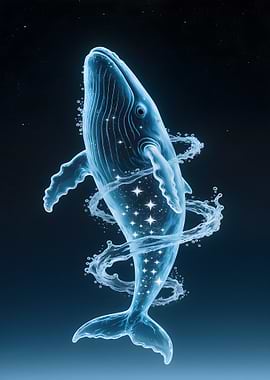 Celestial Whale in Starry Waters